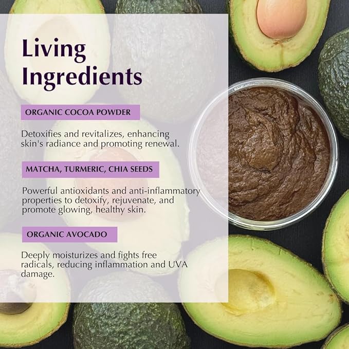 SHIMMER CHEF Cacao Crème Face & Neck Plaster | Fresh Avocado Oils Restore Softness & Elasticity | Skin Becomes Supple & Radiant | A Mood-Lifting Ritual for Balance & Vitality | 5.5 oz