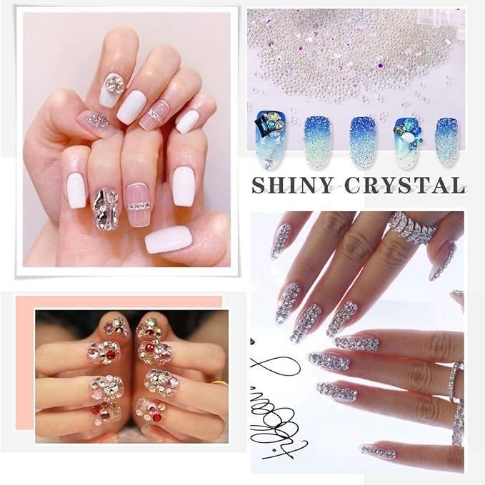 120 Pcs Glass Crystal Nail Rhinestones for Nail Art Craft,Micro Nail Pixie Beads,Mixed Colors 3D Decorations Nail Art Kit