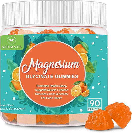 Magnesium Glycinate Gummies 400 mg - Sugar Free Magnesium Supplement for Adults with Glycinate & Malate, L-Theanine, Ashwagandha, Zinc, Vitamin B6 & D3, Supports Relaxation & Sleep Orange Flavor