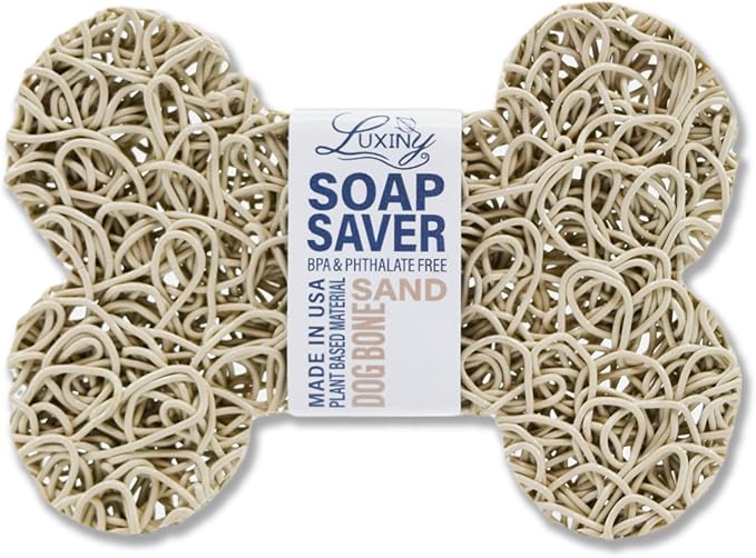 Soap Savers for bar soap, American Made by Luxiny, Lifts Soap in Soap Dishes & Shower Soap Holders -Handmade Soap Lasts Longer -Made with Plant Based Materials (Dog Bone Brown Tan)