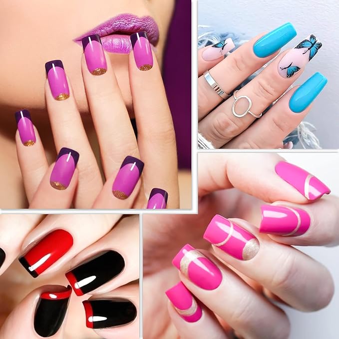 krofaue 500PCS Clear False Nails Tips - Half Cover Lady French Style Acrylic Artificial Tip Manicure with Box of 10 Sizes for Nail Tips Art Salons and Home DIY