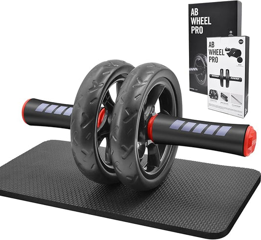 Convertible Ab Wheel Roller,Abs & Core Workout, Exercise Wheel with Knee Pad, Double Wheel Set with Dual Fitness Strength Training Modes at Gym or Home