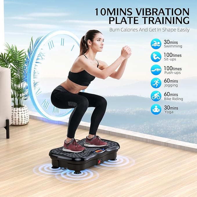 Vibration Plate Exercise Machine, Lymphatic Drainage Machine for Weight Loss, Lymphatic Drainage & Muscle Recovery, Multiple Speeds with Bluetooth & Remote, Max User Weight 330lbs (PureBlack)