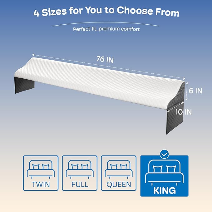 King Size Wedge Pillow Headboard for Bed Gap Filler, Bed Wedge Pillow for Headboard Gap (0-8") Ergonomic Mattress Wedges Gap Filler for Stop Pillows, Phones & Items Falling Down(76"X10"X6")