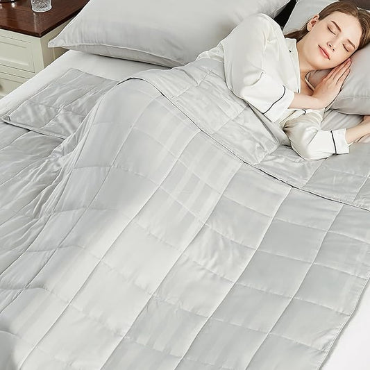 Weighted Blanket Twin Size (48"x72" 15lbs),Ultra Soft and Cozy Cooling Weighted Blanket Twin Size for Adult,Heavy Blanket with Machine Washable Soft Blanket, Light Grey
