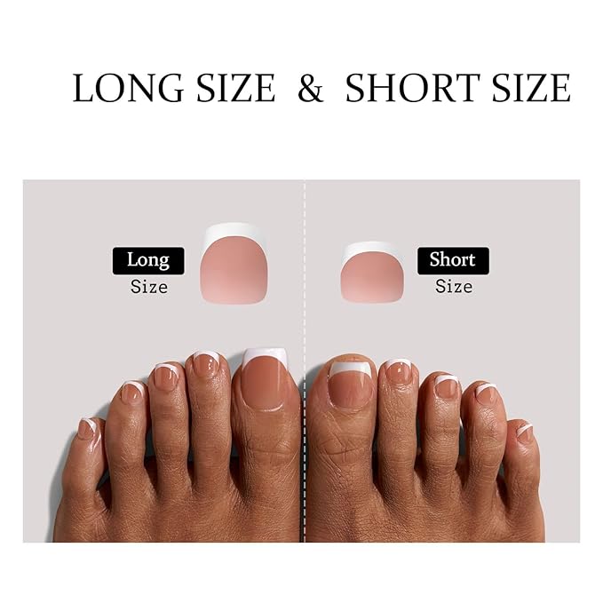 BTArtboxnails XCOATTIPS Toe Nail Tips - Upgrade Bigger Size French Tip Press On Toenails, Brown Soft Gel Toe Press On Nails, 150pcs Soak Off Fake Toe Nails Extensions