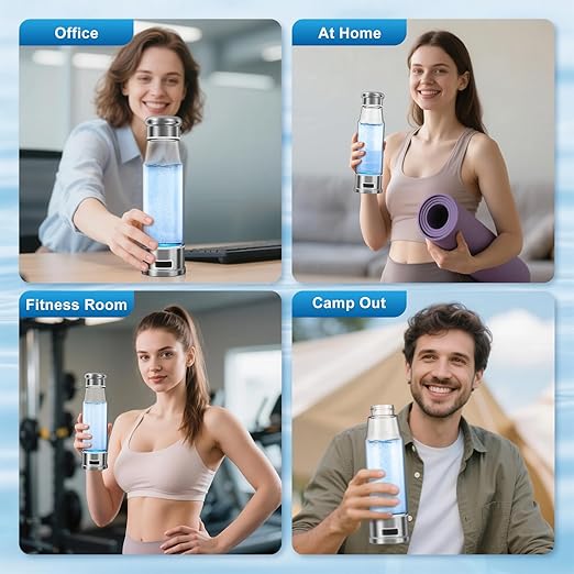 Hydrogen Water Bottle 5-Min Electrolysis 15.22OZ 1500 PPB Water Ionizer with SPE/PEM Technology, Hydrogen Water Bottle for Women/Men/Office/School