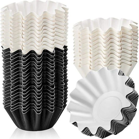 Boao Wax Melt Liners Reusable Wax Warmer Containers Leakproof Cups for Scented Candle, Paper Holders for Electric Pluggable Melter and Burner(Black, White,25 Pieces)