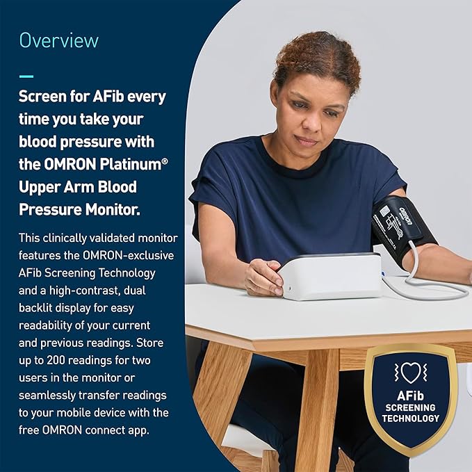 OMRON Platinum Blood Pressure Monitor for Home Use & Upper Arm Blood Pressure Cuff - #1 Doctor & Pharmacist Recommended Brand - Clinically Validated - AFib Detection - Connect App