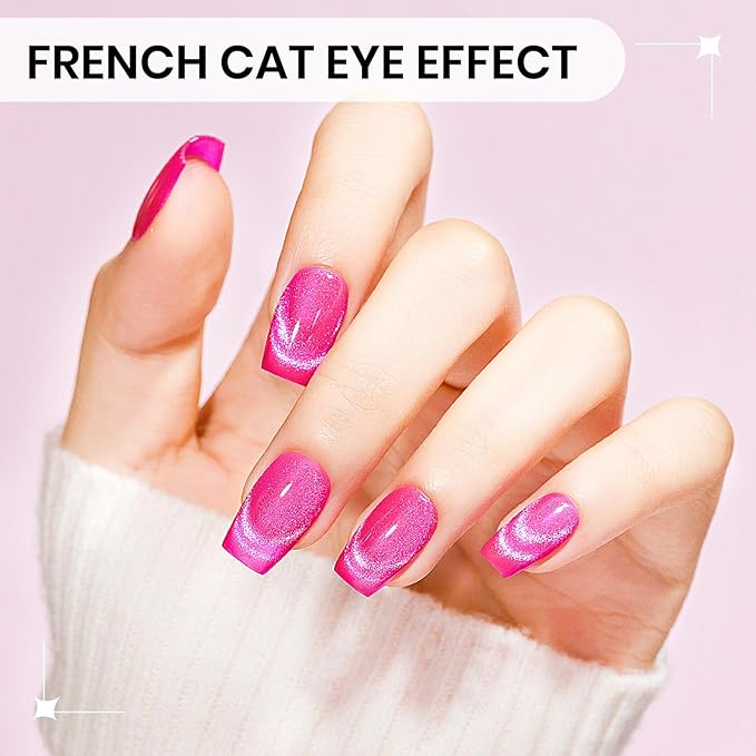 12 Colors Neon Cat Eye Gel Nail Polish with Magnetic Cateye Nail Polish Gel Yello Pink Purple Cat Eye Effects Summer Collection for Home Manicure
