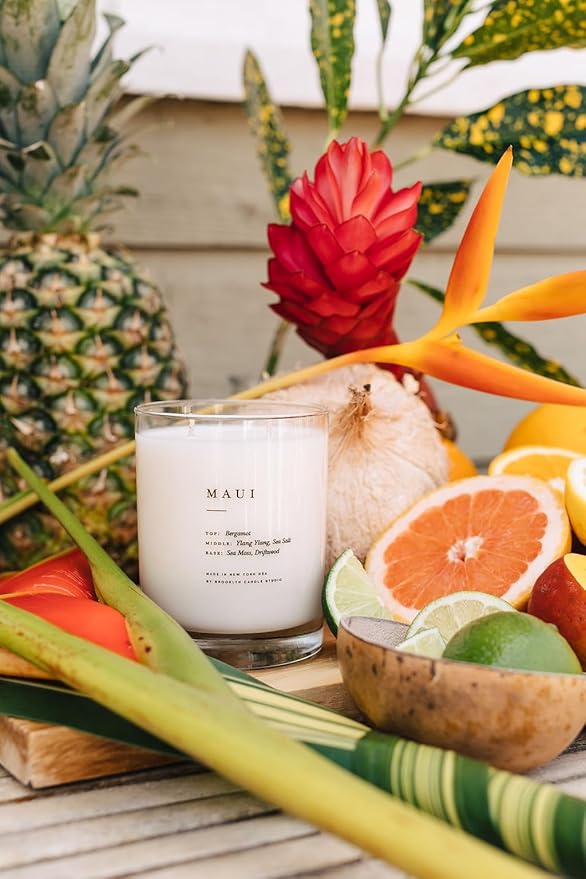 Brooklyn Candle Studio Maui Classic 2 Wick Candle - Luxury Scented Candle, Vegan Soy Wax, Hand Poured in The USA, 70 Hour Slow Burn Time - 13oz