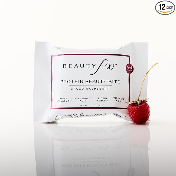 Beauty FX Collagen Protein Bars – Cacao Raspberry | 10g Protein, Hyaluronic Acid, Biotin, Marine Collagen, Hydrolyzed Keratin | Healthy Hair, Lean Muscle & Firm Skin | Anti-Aging | 12-Pack
