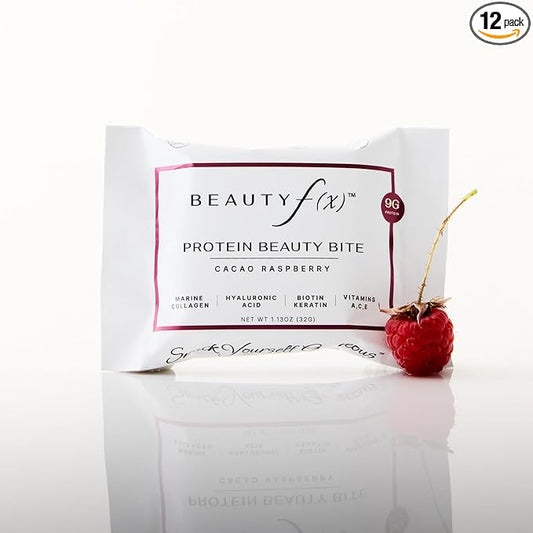 Beauty FX Collagen Protein Bars – Cacao Raspberry | 10g Protein, Hyaluronic Acid, Biotin, Marine Collagen, Hydrolyzed Keratin | Healthy Hair, Lean Muscle & Firm Skin | Anti-Aging | 12-Pack