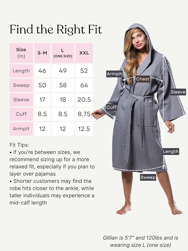 Turquaz Lightweight Full-Length Robes For Women Waffle Kimono Bathrobe - Soft, Fast-Drying, Long-Lasting Cotton Blend Unisex