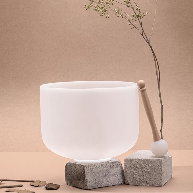 Singing Bowls 432hz C Note 8-Inch Crystal Singing Bowl With A Free Mallet And O-Ring For Sound Healing, Meditation, Yoga, and Sound Baths
