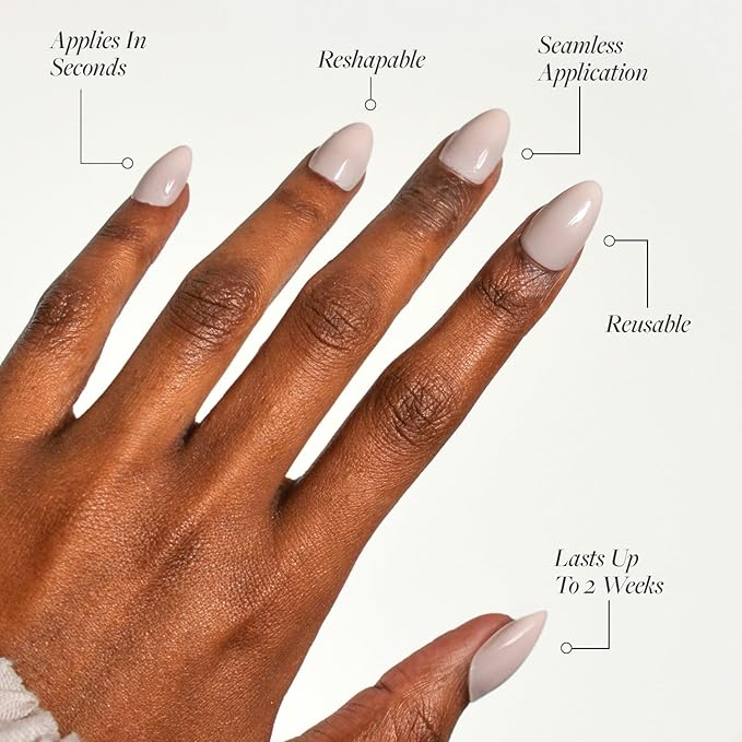 Glamnetic Press On Nails - Ballet Pink | Solid Opaque Light Blush Pink Short Almond Nails, Salon Quality | 15 Sizes - 30 Nail Kit