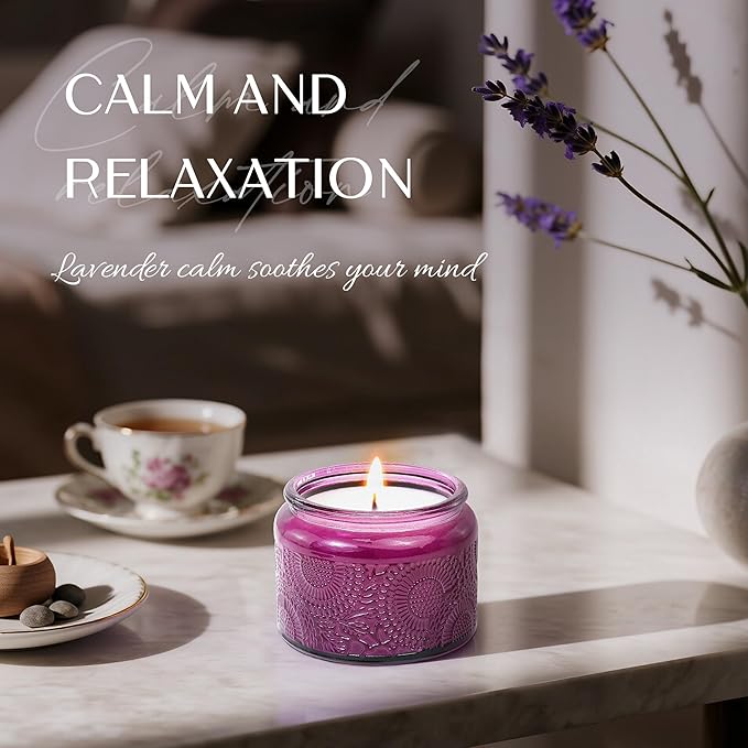 NORVENCE Candles for Women, Scented Candle Gift Set of 4, Scented Candles for Home, Birthday and Christmas Candle Gifts for Women (Vanilla, Lavender, Cinnamon, Jasmine, 14.4 oz)