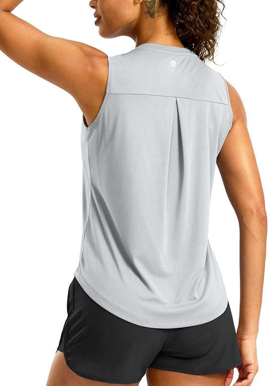 G Gradual Workout Tank Top for Women Sleeveless Athletic Yoga Tops High Neck Quick Dry Running Tennis Sports Shirts for Women