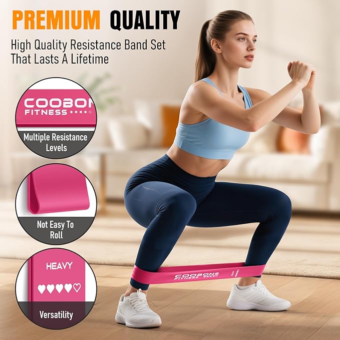 Resistance Bands for Working Out, Exercise Bands Resistance Bands Set with 5 Resistance Levels, Latex Loop Bands for Women Men, Workout Bands for Legs, Glutes, Strength Training, Yoga, Home Gym