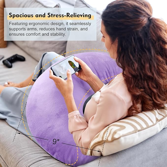Gaming Pillow Arm Support Pillow for Bed & Sofa: Ergonomic U-Shaped Lap Pillow with Elbow Rest for Adults & Kids - Reduces Arm Pain & Fatigue During Gaming, Reading, Working & Crocheting