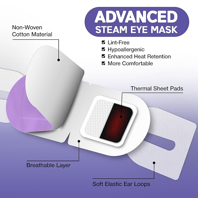 Steam Eye Mask, Self Heating Heated Eye Mask for Sleep, Warm Compress for Eyes, Moist Heat for Dry Eye Relief, Stye Eye Treatment, Spa, Travel Essentials & Relaxation Gifts, Unscented 16 Pack