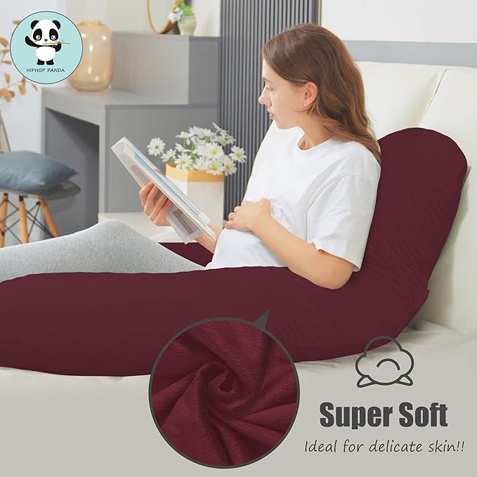HIPHOP PANDA U-Shaped Pregnancy Pillow for Sleeping - Full Body Maternity Support Pillow with Cooling Removable Cover - Comfort for Back, HIPS, Legs, Belly - 57 Inch for Pregnant Women, Burgundy