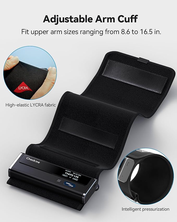Checkme Blood Pressure Monitor for Home Use - Upper Arm Bluetooth BP Machine, Accurate Readings in 30 sec, App Enabled for iOS & Android, Stores 50 BP Readings, Black