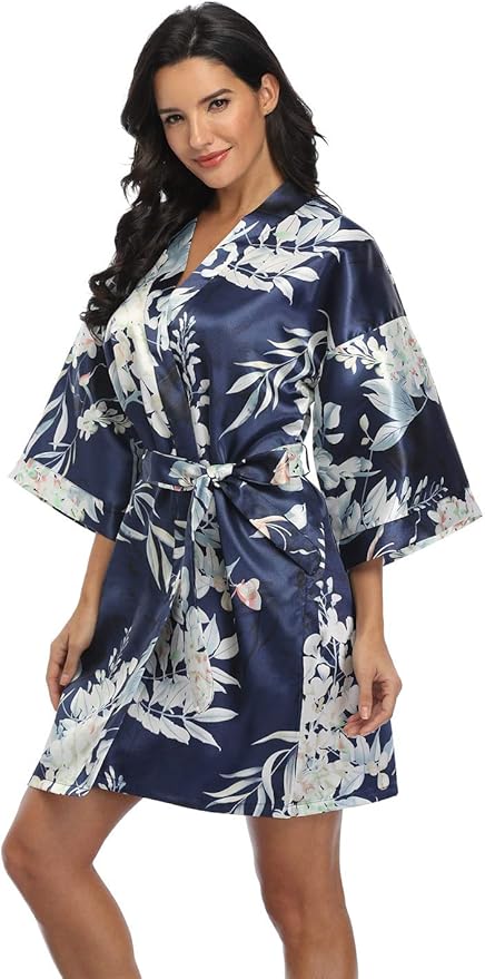 Women's Pure Short Silky Robes Bridesmaid Bride Party Satin Robes Sleepwear