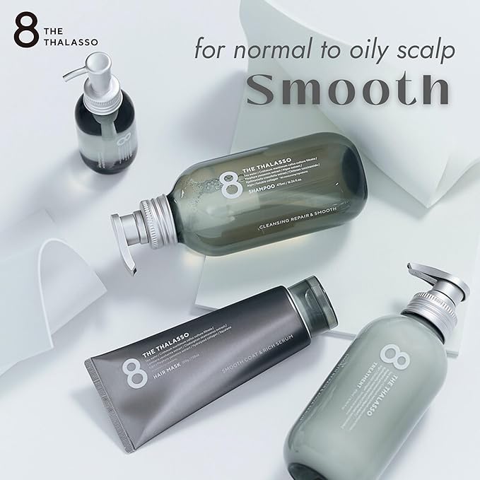 8 THE THALASSO Natural Shampoo & Conditioner Set for Women, Detangling & Itchy Scalp Shampoo for Men by Tea Tree, Peppermint, Ceramide & Collagen in Japan, Sulfate Free 32.16 Fl Oz OILY HAIR