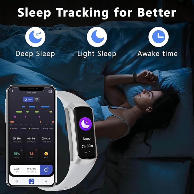 Fitness Tracker Activity Tracker 1.10''AMOLED Touch Color Screen,Smart Watch with 24/7 Blood Oxygen Heart Rate,Sleep Monitor,IP68 Waterproof,Step Counter Health for Women Men (Gray)