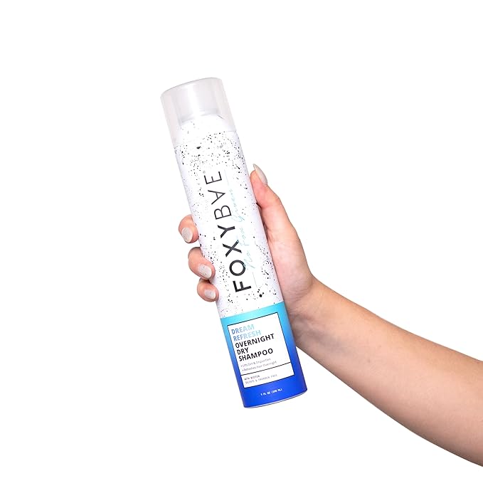 FoxyBae Dream Refresh Overnight Dry Shampoo – Biotin, Rice Starch & Charcoal Formula – Absorbs Oil, Sweat & Odor Overnight – For All Hair Types Including Color-Treated, Fine & Thick Hair – 7 fl oz