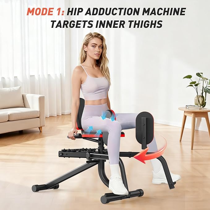 ERGOLIFE 6 Resistances Hip Abduction Machine for Home Office Inner Thigh Exercise Equipment Glute Training Machine for Sedentary/Postpartum Recovery