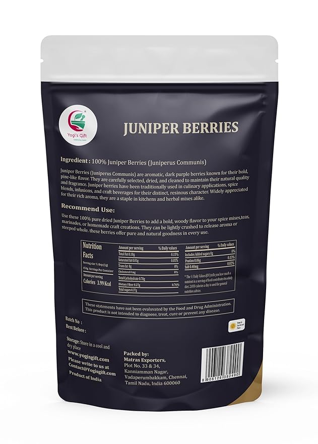 Juniper Berries 1 lb – juniper berries whole for Cooking, Spice Blends, Pickling & Herbal Uses – Bold, Aromatic Flavor – 100% Natural & Pure – By Yogi’s Gift®