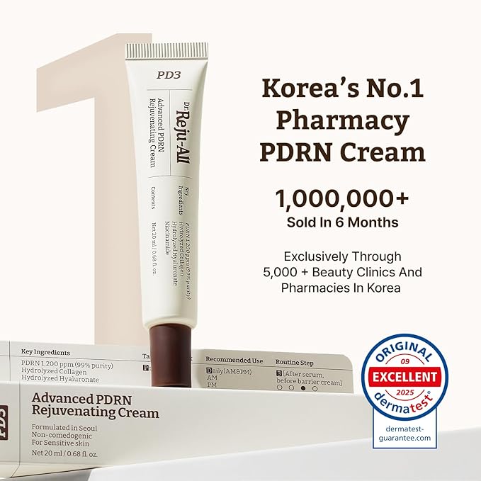 Dr. Reju-All Advanced PDRN Rejuvenating Cream – 99% Pure Salmon DNA PDRN Face Moisturizer – Optimal 1200ppm Concentration for Visible Results – Korean Anti-Aging Skin Care Face Cream - 0.7 Fl Oz