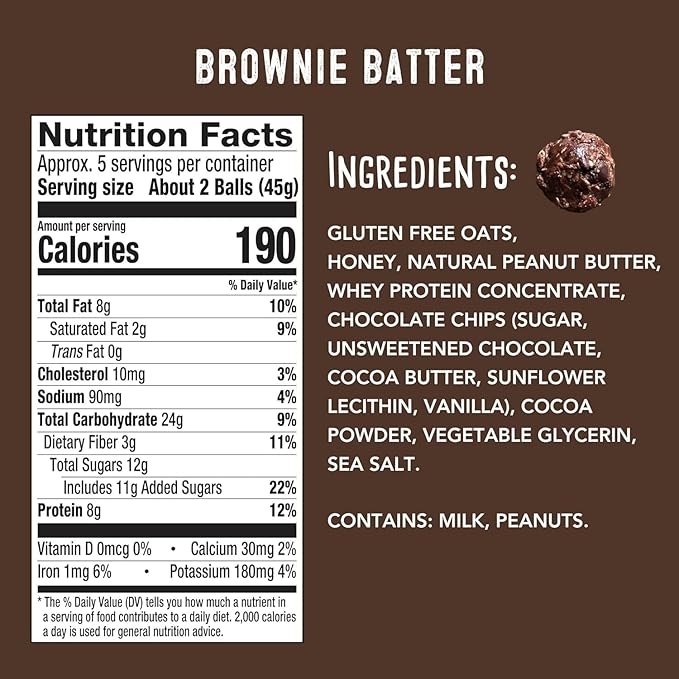 simplyFUEL Whole Food Protein Balls with Probiotics - Brownie Batter Snacks - Protein Snack - Gluten Free Energy Balls (24 Packs)
