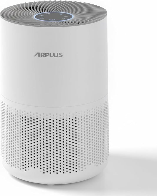 AIRPLUS Air Purifier for Home Bedroom, Covers Up to 1073 ft² by 25W High Torque Motor, 3-in-1 Washable Filter with HEPA Sleep Mode, Cleaner 99.9%, Auto Mode, Child Lock, White