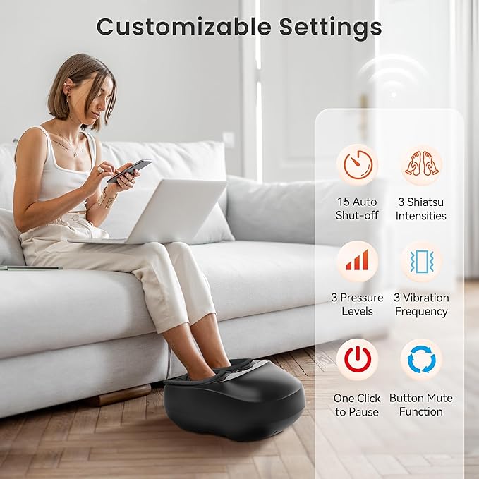 COMFIER Foot Massager with Heat,Kneading,Vibration,Compression,Pause Function,Shiatsu feet Massager for Plantar Fasciitis Neuropathy, Gifts for Him/Her,Remote Control,Size 13