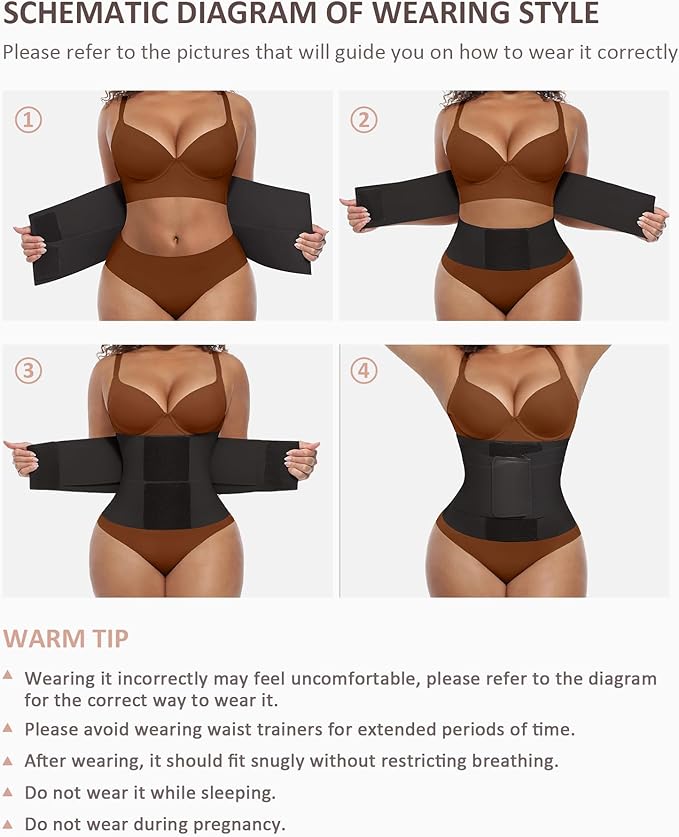 FeelinGirl Waist Trainer Belt Waist Cincher Trimmer Ab Belt Tummy Control Body Shaper with Triple Wrap Women and Men
