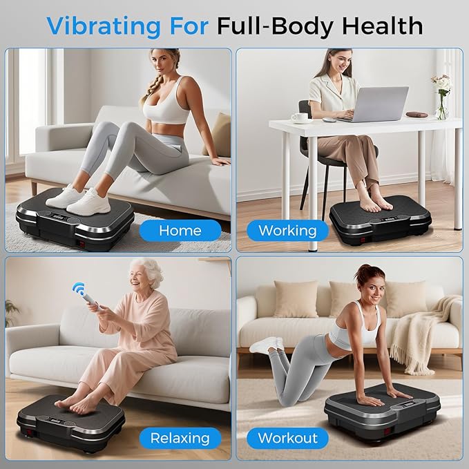 AoraPulse Vibration Plate Exercise Machine, Vibration Plate for Lymphatic Drainage Weight Loss, 330 Lbs Capacity Full Body Workout Vibrate Fitness Platform for Home Women Men
