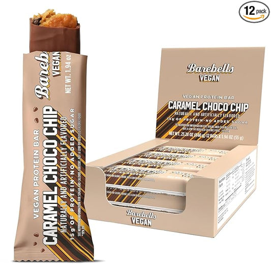 Barebells Protein Bars - Protein Snacks with High Protein - Chocolate Protein Bars - Perfect on The Go Protein Snack & Breakfast Bars (12 Count (Pack of 1), Plant Based - Caramel Choco Chip)
