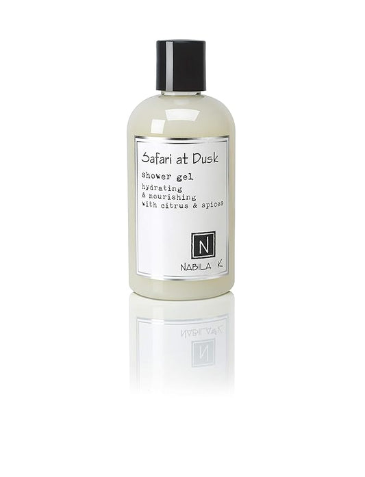 Nabila K Safari at Dusk Shower Gel Refreshing Body Wash with Citrus, Spice & Musk Fragrance, 8 oz - Naturally Derived, Sulfate-Free, Paraben-Free - Made in the USA