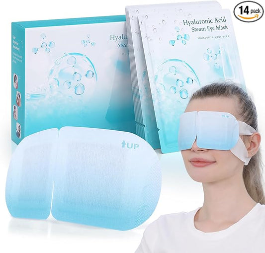 LC-dolida 14 Packs Heated Eye Mask for Dry Eyes, Hyaluronic Acid Steam Eye Steam Mask, Disposable Self Heating Eye Mask for Sleep Relieve Eye Fatigue, Suitable for Red Eyes