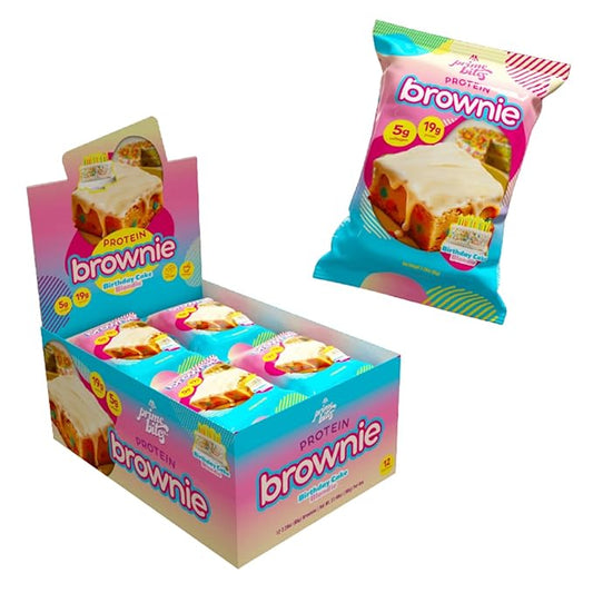 Prime Bites Protein Brownie, High Protein, Collagen Fortified Low Sugar Treat, Delicious Snack - 12 Bars per Box (Birthday Cake Blondie)
