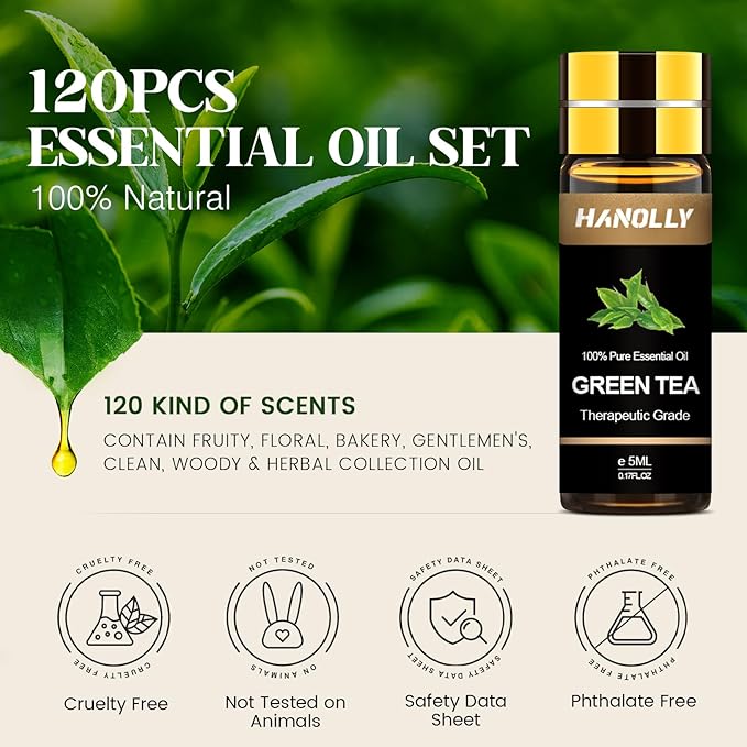 Essential Oils Set -120 Pcs Aromatherapy Essential Oil Kit for Diffuser, Humidifier, Massage, Skin Care, Candle Making - Fruity, Floral, Bakery, Mens, Woody & Herbal Essential Oil Set