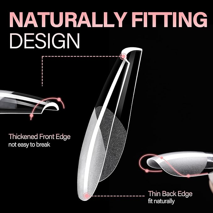 AILLSA Long Coffin Nail Tips - 450pcs Thickened Pre-shaped False Nail Tips Half Matte Nails Tips, Acrylic Fake Nails Extension for Home Salon DIY