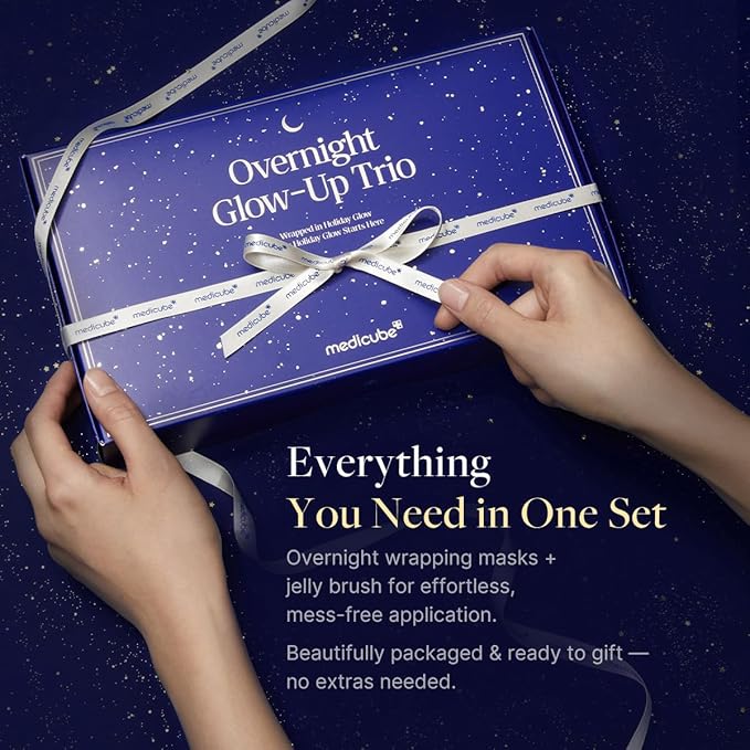 medicube Overnight Glow-Up Trio | Amazon Exclusive Holiday Overnight Wrapping Peel Off Mask | Collagen, Turmeric & PDRN | Perfect for Holiday Gifting & Self-Care | Korean Skincare for Women & Men