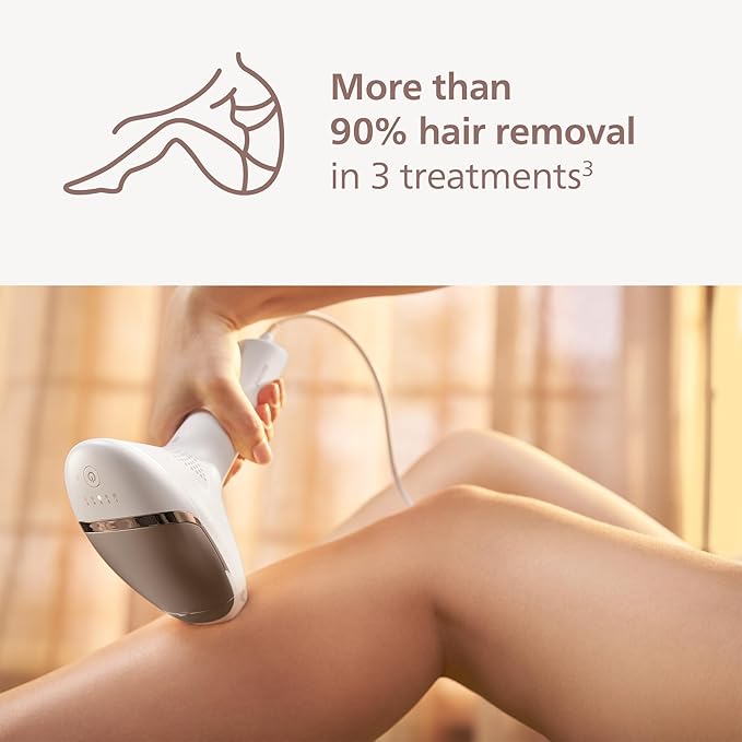 Philips Lumea 8000 Series IPL Hair Removal Device - Permanent Visible Hair Reduction Done at Home, SenseIQ Technology, 3 Attachments for Body, Face & Sensitive Areas, for Women & Men, BRI937/03