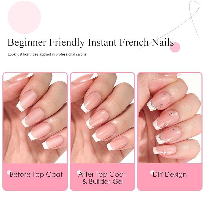 Canvalite French Tip Press on Nails Gel Nail Tips - 300Pcs Pre-Colored Quick and Easy Fake Nails with Designs Coffin Nails Tips Short Press on Nails DIY Nail Extensions, Pink White