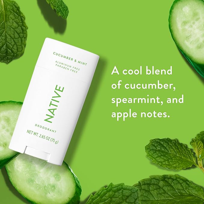 Native Aluminum-Free Clean Deodorant with Natural Derived Ingredients, 72HR odor control | Deodorant for Women and Men, With Baking Soda, Coconut Oil, Shea Butter | Cucumber & Mint