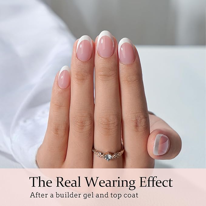 BTArtboxnails French Gel Nail Tips - French Tip Press on Nails Pink Extra Short Almond XCOATTIPS for Nail Extensions